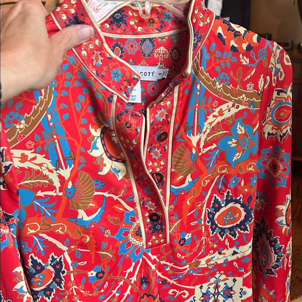 Gretchen Scott Designs Red and Blue Patterned Tunic - Picture 2 of 4